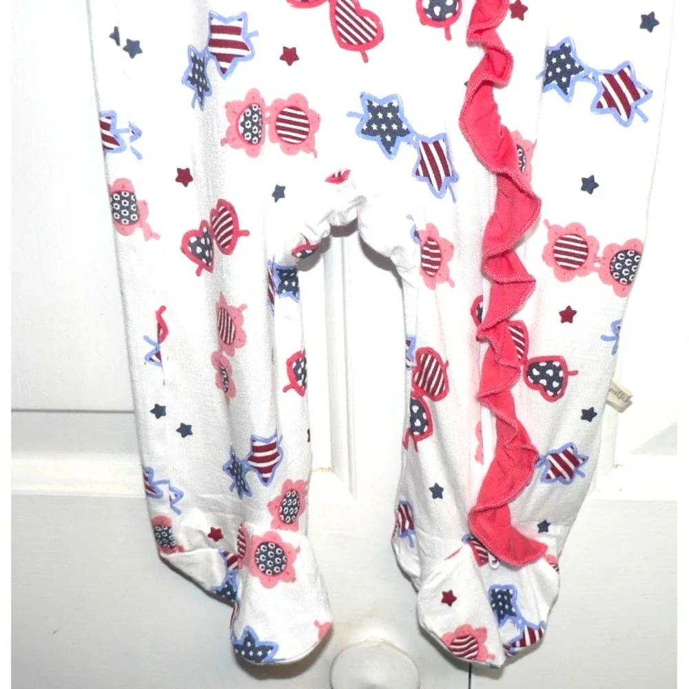 Milkberry Baby Girls 2 Pc Rayon from Bamboo Coveralls & Headband Sunglasses 3-6M